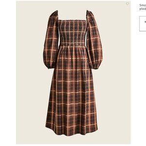 Excellent used condition J Crew plaid smocked midi dress in Friday Plaid